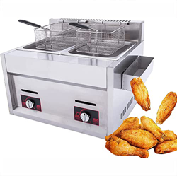 JIADUOFU Freidora De Gas De Doble Cilindro De 20l, Freidora De Gas Profesional De Acero Inoxidable Comercial con Cuchara De Cesta para Encimera De Res características