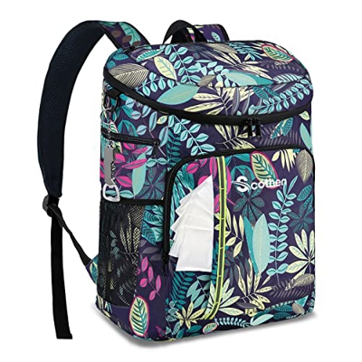 Scothen Cooler Mochila con 12 Bolsas de Hielo - Mochila Aislante Impermeable y a Prueba de Fugas - Mochila Ligera para El Almuerzo para Hombres, Mujer