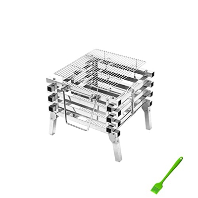 Parrilla de Barbacoa de Mesa para jardín, picnics, Fiesta, Totalmente de Acero Inoxidable, para Acampar, Parrilla de Barbacoa portátil Plegable, Horno