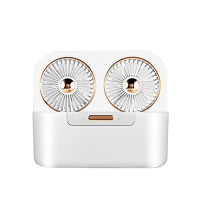 KKYKP USB Ventilador de agua de escritorio de aire acondicionado dual de la oficina en el hogar cargable con húmedo de aire doble en aerosol (Color : 