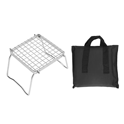 Bnineteenteam Parrilla Portátil para Fogatas, 16 X 16 X 12,5 Cm, Mini Parrilla Plegable Plateada, Parrilla para Acampar de Acero Inoxidable para Exter