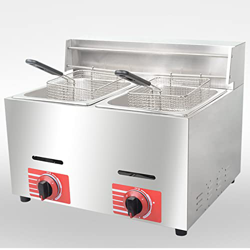 CHUYONGJIN Freidora de Gas 10L/20L,freidora Monocilíndrico/Doble Cilindro de Sobremesa de Acero Inoxidable,Estufa de Exterior con Cesta para Freír Est características