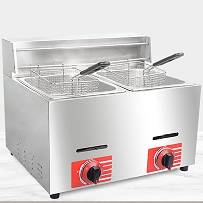 CHUYONGJIN Freidora de Gas 10L/20L,Freidora De Gas De Acero Inoxidable con Cesta Y Controlador De Temperatura para Papas Fritas, Mariscos,Restaurante,