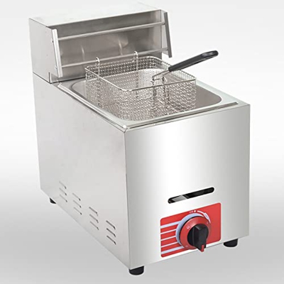 CHUYONGJIN Freidora De Gas De 10l/20l,Freidora De Acero Inoxidable,con Cesta para Freír Y Tapa,Freidora De Aceite De Encimera para Restaurante,Pollo F