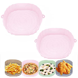 2 Piezas Ollas de Silicona para Freidora de Aire, Revestimientos de Silicona para Freidora de Aire Redondos Accesorios para Freidora de Aire Reemplazo en oferta