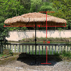Parasol colgante para exteriores, sombrilla de playa de paja de 2,7 m, sombrilla tejida de paja artificial hawaiana con mecanismo de manivela, sombril en oferta