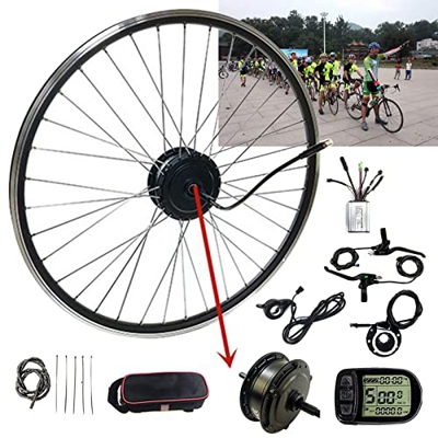 Niczu Kit Conversión Bicicleta Eléctrica Adecuada para Bicicletas Montaña 24V 36V 48V 250W 350W 500W Accionamiento Trasero Motor Giratorio 20 24 26 27