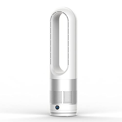Bladeless Tower Fan with Remote Easy-to-Clean 8-Speed 80° Swing Cooling Fan for Bedroom Living Room Kitchen and Office Silver (Silver)