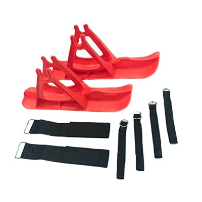 Odoukey Snowboard para Bicicletas para niños, Trineo de esquí de Nieve con Trineo de un Lado con Vendas Rojos para 12 Pulgadas para niños en Bicicleta