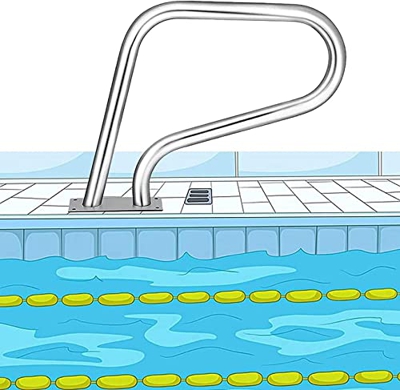 CRADZZA Sturdy Pool Safety Handrails 3-Bends SPA Rails, 304 Stainless Steel Flange Swimming Pool Handrail with Bottom Plate, Handle Easy Assembly