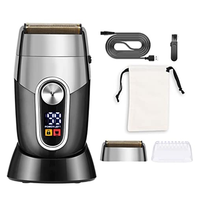 HAOTING Cortadora de Cabello eléctrica, afeitadora Recargable Lavable, Pantalla LCD Digital con Base de Carga