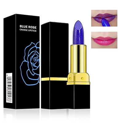 Lápiz labial Magic Blue Shimmer, Pintalabios Que Cambia de Color, Colores Mágicos Que Cambian de Temperatura, Cuidado de labios Hidratante Antiadheren