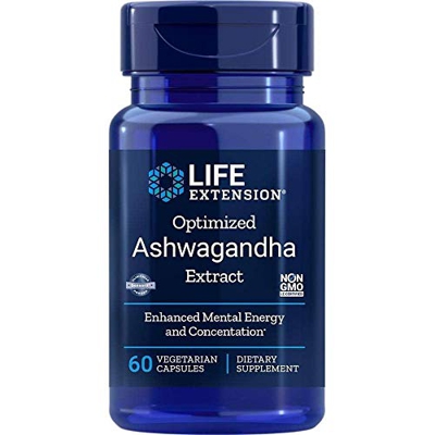 Life Extension, Optimized Ashwagandha Extract (extracto de Ashwagandha), 60 cápsulas Veganas, Probado en Laboratorio, Vegetariano, Sin Gluten, Sin Soj