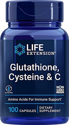 Life Extension Glutathione Cysteine & C, dosis alta, 100 cápsulas Veganas, Probadas en Laboratorio, Sin Gluten, Vegetarianas, Sin Soja, Sin OGM