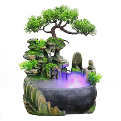 Desktop Waterfalls Wealth Company Office Tabletop Ornaments Desktop Flowing Water Waterfall Fountain with Color Changing Lights Spray Desktop Fountain precio