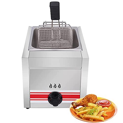 CHUNTIANMEI Deep Fryer Freidora A Gas 10L Freidora Comercial De Acero Inoxidable Freidora De Gran Capacidad Freidora Potencia de Fuego Ajustable,con c