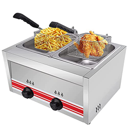 CHUNTIANMEI Freidora de Gas Profesional Freidora Temperatura de la Freidora de Acero Inoxidable Ajustable con Canasta de Aceite Extrable,para encimera características