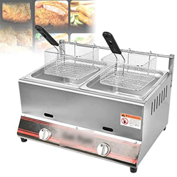 lxiluv Freidora De Gas De 6l/12l, Freidora De Acero Inoxidable, con Cesta para Freír Y Tapa, Freidora De Aceite De Encimera para Restaurante, Hogar, P características