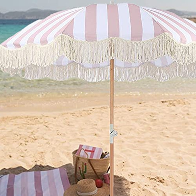 2M Sombrilla Retro De Lujo Al Aire Libre, Sombrilla De Jardín con Borlas, Sombrilla De Playa Hawaiana, Sombrilla De Jardín De Villa De Terraza De Ocio