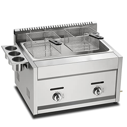 FETION Freidora de Gas, Profesional de la encimera Lpg Freidora con 2 Canasta y Tapa, Potencia de Fuego Ajustable, 304 Acero Inoxidable de Grado alime precio