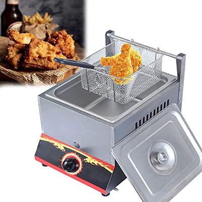 Encimera Lpg Freidora, 1 1L/22L Freidora de gas de gran capacidad, con canasta y tapa de freír, potencia de fuego ajustable, for papas fritas for rosq