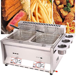 lxiluv Freidora a Gas, Freidora De Gran Capacidad De Acero Inoxidable De 12 L con Cesta Y Tapa para Restaurante De Papas Fritas, Supermercado, Puesto  en oferta