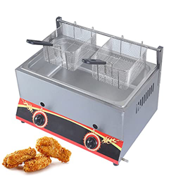 Freidora de gas compacta, acero inoxidable LPG/ Freidora de gas, 1 1L/22L Freidora de gas comercial profesional de gran capacidad, con canastas y tapa precio