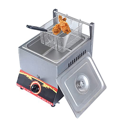 FETION Freidora de Gas con cestas y Tapas, 1 1L/22L Gas de encimera de Gran Capacidad/GLP Freidora, manija táctil ergonómico fría, Recubrimiento sin P