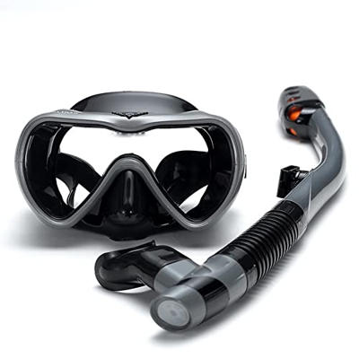 Gafas de Buceo Esnórquel en seco completo Erbao Espejo de buceo Juego de esnórquel con espejo Lente única Vidrio templado antivaho Diadema de silicona