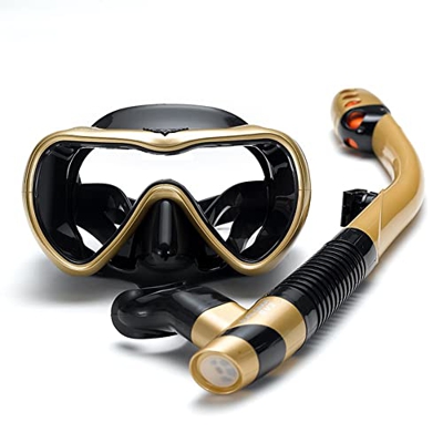 Gafas de Buceo Esnórquel completamente seco Erbao Espejo de buceo Juego de esnórquel con espejo Lente única Vidrio templado antivaho Diadema de silico