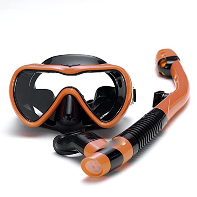Gafas de Buceo Esnórquel en seco completo Juego de esnórquel con espejo de espejo de buceo Erbao Lente única Vidrio templado antivaho Diadema de silic