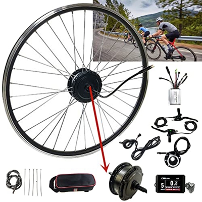 Niczu Kit Conversión Bicicleta Eléctrica Adecuada para Bicicleta Carretera 20 24 26 27.5 28 29 Pulgadas 700C Rueda Trasera 24V 36V 48V 250W 350W 500W 