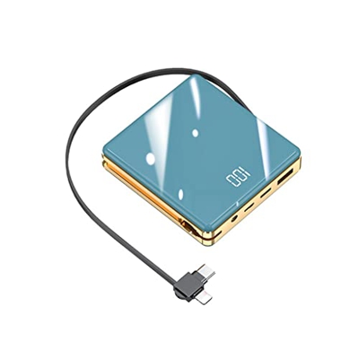 JJJ Mini Banco de energía Creativo Tres en uno con su Propio Cable Fuente de alimentación móvil de Carga rápida de 20000 mAh (Color : Gray, Size : 100