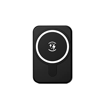 JJJ Banco de energía de Carga pequeño y rápido de 5000 mAh for Carga inalámbrica magnética (Color : Black)