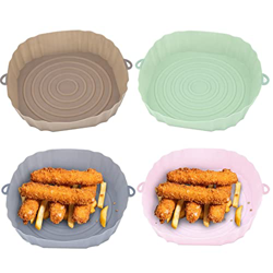 GOOLI 2 Pcs Revestimiento para Hornear de freidora de Aire | Bandeja para Hornear de Silicona Cesta para ollas con Patrones Inferiores Especiales - Re características