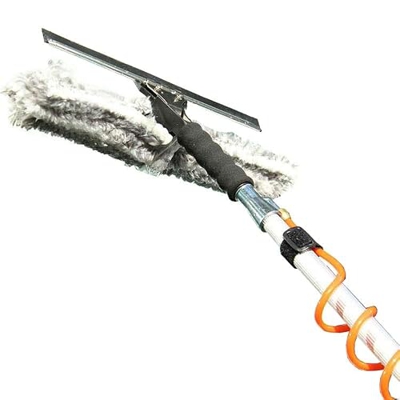 aquascopic Barra telescópica con limpiador combinado permeable al agua, longitud ajustable, hasta 3,5 m, limpiador de ventanas para paneles solares