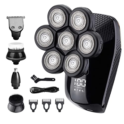 Afeitadoras de cabeza calva cómodas anti-pellizcos Afeitadoras eléctricas de cabeza for hombres calvos, afeitadora de cabeza Freedom Grooming, 5 en 1 