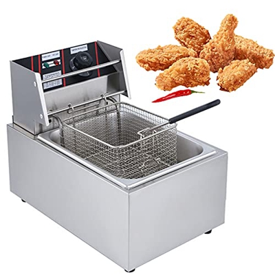 Freidora eléctrica de 2500W, con control de temporizador y temperatura, freidora de grasa profunda de 5.5 litros con termostatos y placa de filtro, co