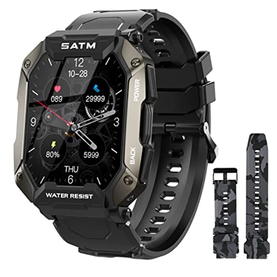 PYRODUM Reloj Inteligente Hombre, Smartwatch Hombre Impermeable 5ATM, Relojs con Podómetro, Pulsómetro, Monitor de Sueño, Monitores de Actividad, 1.71