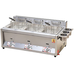 FETION Acero Inoxidable Lpg Freidora, freidora de Gases multifunción Comercial, Control de Temperatura Independiente, Acero Inoxidable de Grado alimen precio
