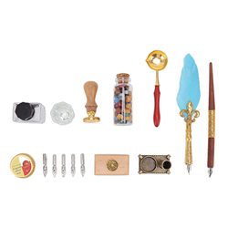 Juego de pluma de pluma, juego de pluma de tinta de pluma de estilo europeo, estilo europeo, cera de barniz de 0,5 mm, plumas azules para sobres para  características