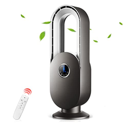 Ventilador Sin Aspas - Circulación De Aire Silenciosa Control Remoto Digital/Pantalla Táctil Ventilador De Escritorio con Cabeza Móvil De Aire Suave D en oferta
