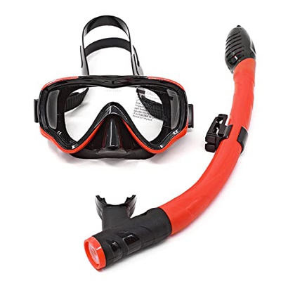 Gafas de Buceo Dry Snorkel Set Máscara de buceo completamente seca for niños Snorkel Gafas de natación Set Equipo Aprendizaje Natación Lente de vidrio