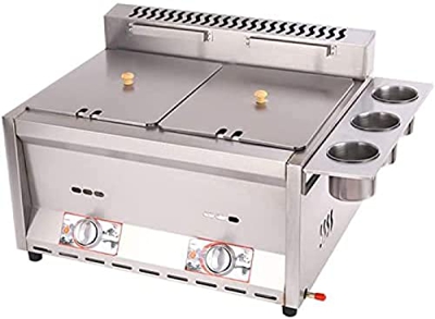 STORS Freidora De Gas De Gran Capacidad De 12 L, Freidora De Gas Profundo De Encimera Comercial con Cestas Y Tapas, Freidora De Doble Chip para Donuts