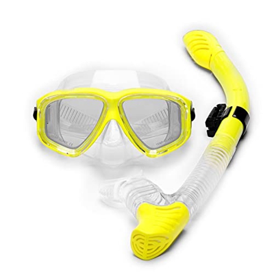 Gafas de Buceo Máscara de buceo de silicona de vidrio templado Máscara de buceo antivaho Panorámico Conjunto de snorkel de gran angular Equipo Gafas d