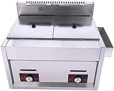 STORS Freidora De Gas Comercial, Freidora De Cocina De Encimera De Gas Profesional De Gran Capacidad De 20 L con Cestas Y Tapas, para Patatas Fritas, 
