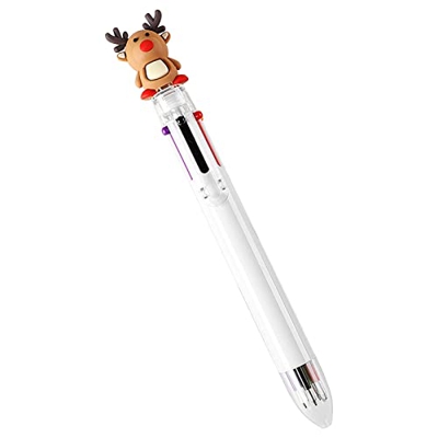Navidad Pack Dibujos Animados Lindo Navidad 6 Colores o 10 Colores Bolígrafo Multicolor Pluma Pluma Papelería Regalos Escritores Niños (H, One Size)