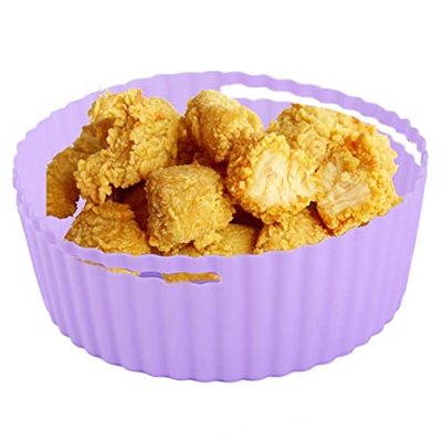 Whitening Cesta de freidora de Aire de Silicona | Olla Redonda de Silicona para freidora - Olla de Silicona para Accesorios de Horno de freidora de Ai