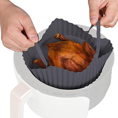 ZJTY Olla de Silicona para freidora de Aire - Bandeja para Hornear Liviana Accesorios para Horno de Cocina Fácil de Limpiar,Cesta Redonda para freidor