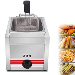 lxiluv Freidora De Gas Profesional De 10 L/20 L, Freidora De Acero Inoxidable, con Cesta para Freír Y Tapa, Freidora De Aceite De Encimera para Restau precio